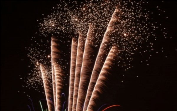 Fireworks explode in the night sky as part of Bonfire Night celebrations